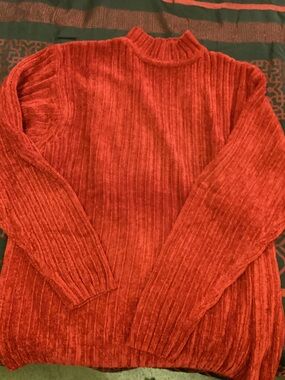 Chenille Turtleneck Sweater Red